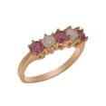 thumbnail image 1 of LBG British Made 18k Rose Gold Real Pink Tourmaline & Opal Womens Eternity Ring - 33 size options - Size 8.25, 1 of 6