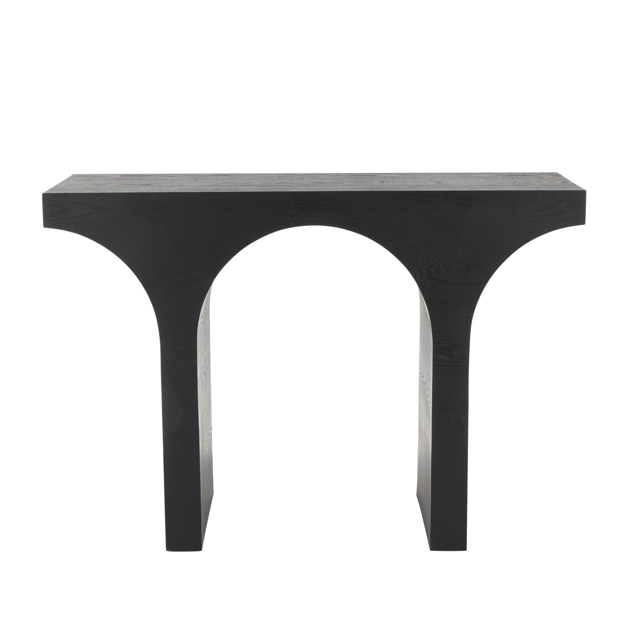 DecMode 45" x 32" Black Wood Cutout Arch Abstract Console Table, 1-Piece