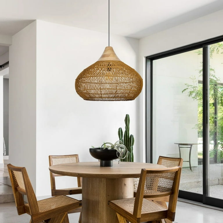 Arturesthome Wabi Sabi Style Retro Dining Room Chandelier Rattan