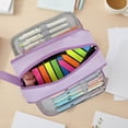 thumbnail image 3 of allydrew 4 Compartment Large Capacity Pencil Case, Pencil Pouch for Stationery Tools, Lavender, 3 of 6