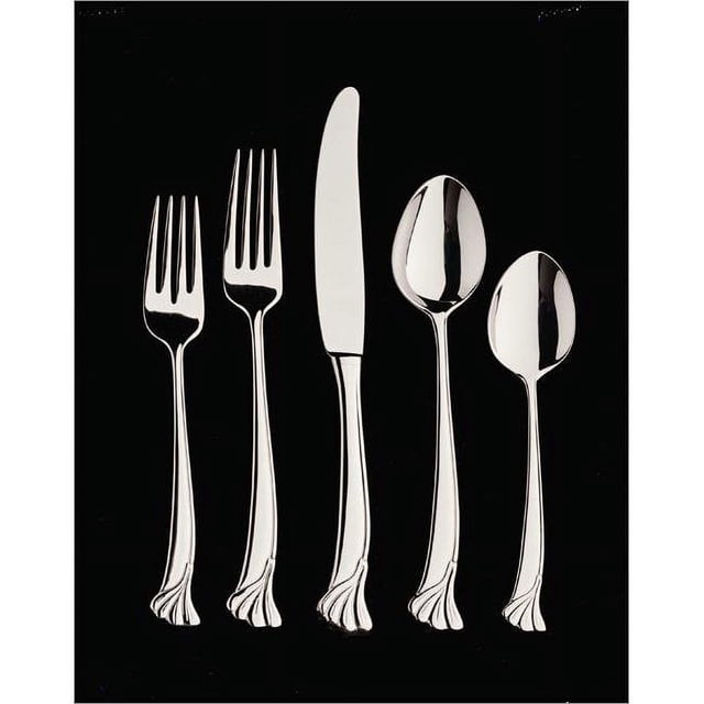 Ginkgo 079914-40005-3 Ginkgo Leaf 5 Piece Place Setting - 18-10 Inox - Finition Miroir