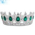 thumbnail image 3 of EeaseMX Elegante corona de novia, tocado de boda, tocado encantador, accesorio para vestido de novia, adorno para el cabello de fiesta para mujer (plata y verde), 3 of 7