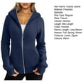 thumbnail image 7 of Solid Color Women Jacket with Hood Women's Plush-lined Hoodie Jacket with Zipper Closure Pockets Elastic Cuffs Solid Color Coat Women Hoodie Jacket, 7 of 7