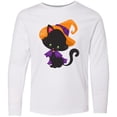 thumbnail image 3 of Inktastic Black Cat, Cat Wearing Witch Hat, Halloween Long Sleeve Youth T-Shirt, 3 of 5