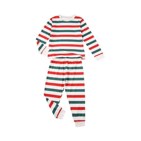 

Yejaeka Fashion Stripe Long Sleeve Tops and Trousers Parent-child Pajamas