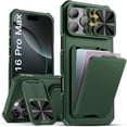 thumbnail image 1 of Funda de teléfono SSLOTSCASE para iPhone 16 Pro Max con tarjetero, color verde, 1 of 7