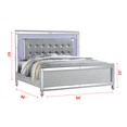 thumbnail image 2 of Clearance! Sterling Queen Size Upholstered LED Bed made with wood in Silver Color, 2 of 3