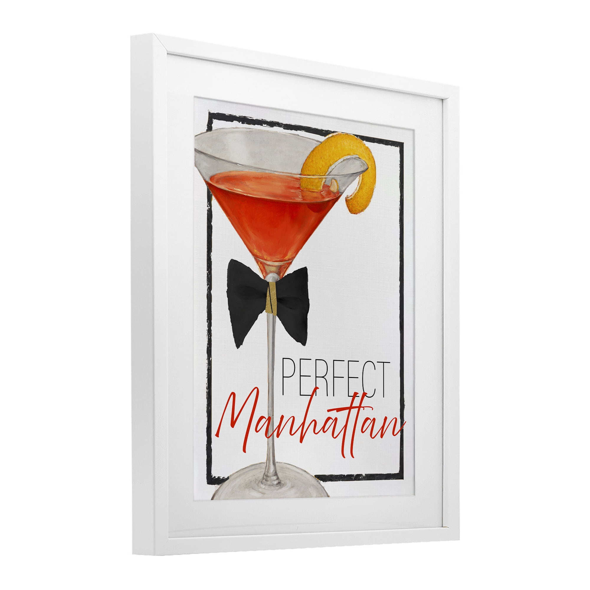 Stupell Industries Perfect Manhattan Cocktail White Framed Print Under Glass, design by Lorenzo Collective