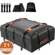 AINUOO Rooftop Cargo Carrier 21 Cubic Feet Car Roof Bag Waterproof Car Luggage Storage Bag Includes 10 Reinforced Straps 4 Door Hooks Anti-Slip Mat Handbags Fits All Vehicle with/without Rack