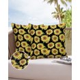 thumbnail image 6 of Pack of 2 Outdoor Pillow Covers, Farm Vintage Floral Abstract Sunflowers Black Waterproof Square Throw Pillowcase Cushion Decorative Pillow Covers for Couch Patio Tent, 16x16 in, 6 of 6