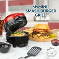 thumbnail image 4 of MyMini 5" Smash Burger Griddle with Bun Warmer, 600 Watts, Non-stick, Red, 4 of 11