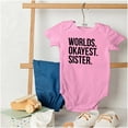 thumbnail image 6 of Worlds Okayest Sister Siblings Little Bodysuit Jumper Girls Infant Baby Brisco Brands NB, 6 of 6