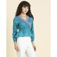 thumbnail image 2 of MoomayaWomens PrintedSurplice Neckline Top, Long Sleeves Designer Cotton Tops, 2 of 8