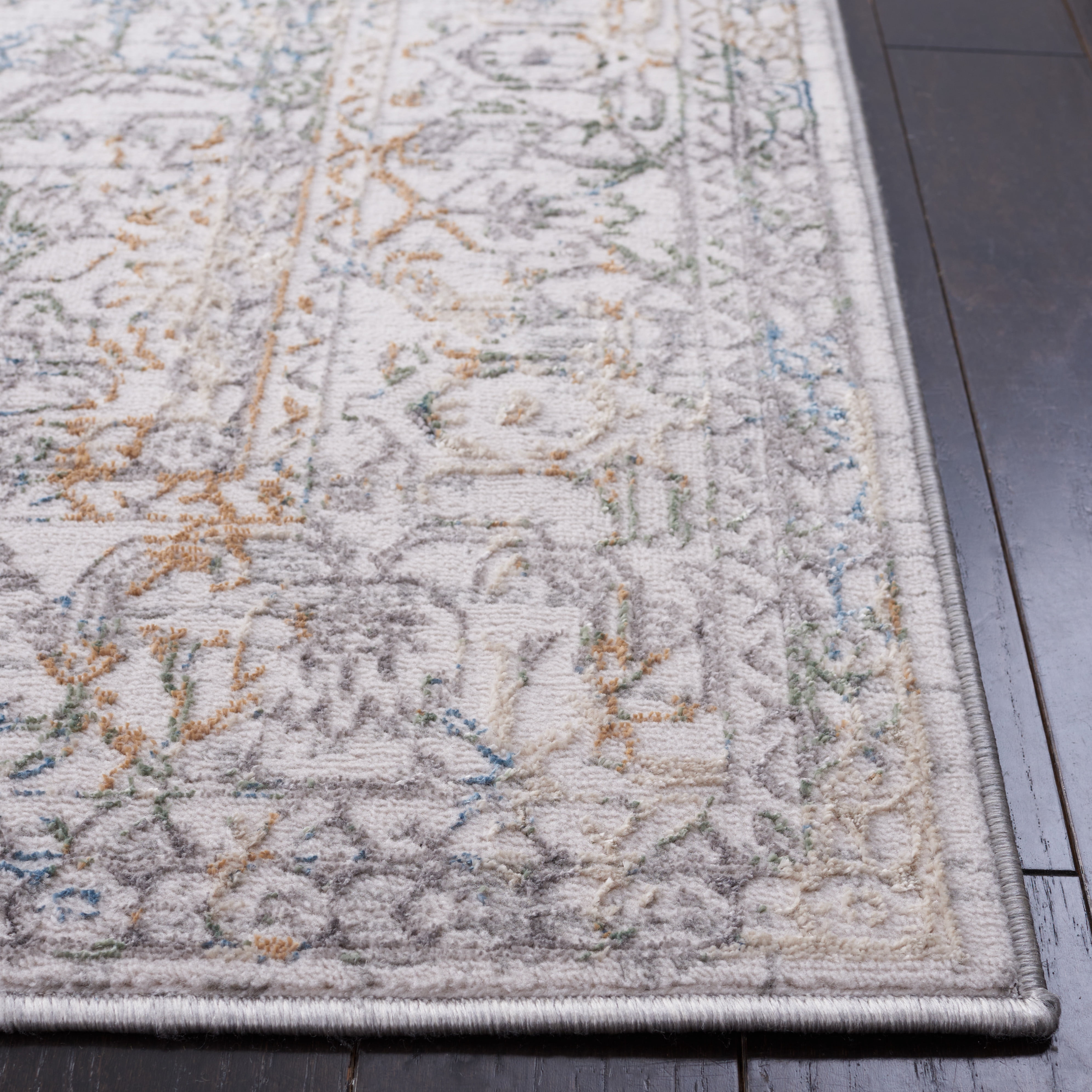SAFAVIEH Bel Air Ezra Oriental Polyester Area Rug, Ivory/Gray, 8' x 10'