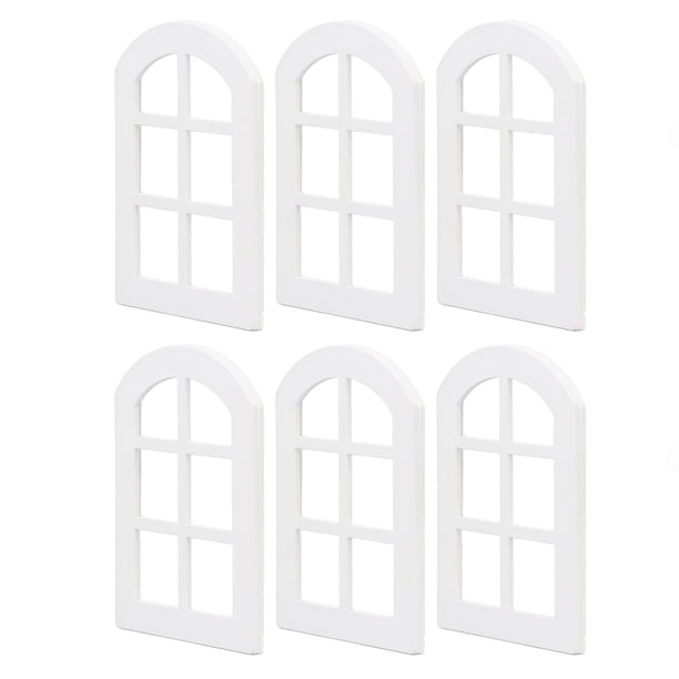 Ventanas De Madera Para Casa De Muñecas, Arqueadas Blancas, Decorativas, Realistas, Escala 1:12, Estructura Estable, 6 Piezas De Artesanía Fina, Ventana En Miniatura Para