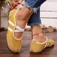 thumbnail image 7 of Dweltoz Women's Split Toe Ballet Flats Two Tone Crisscross Strap Mary Jane Sneakers Slip On Ballerina Casual Walking Shoes,Yellow 8.5, 7 of 7