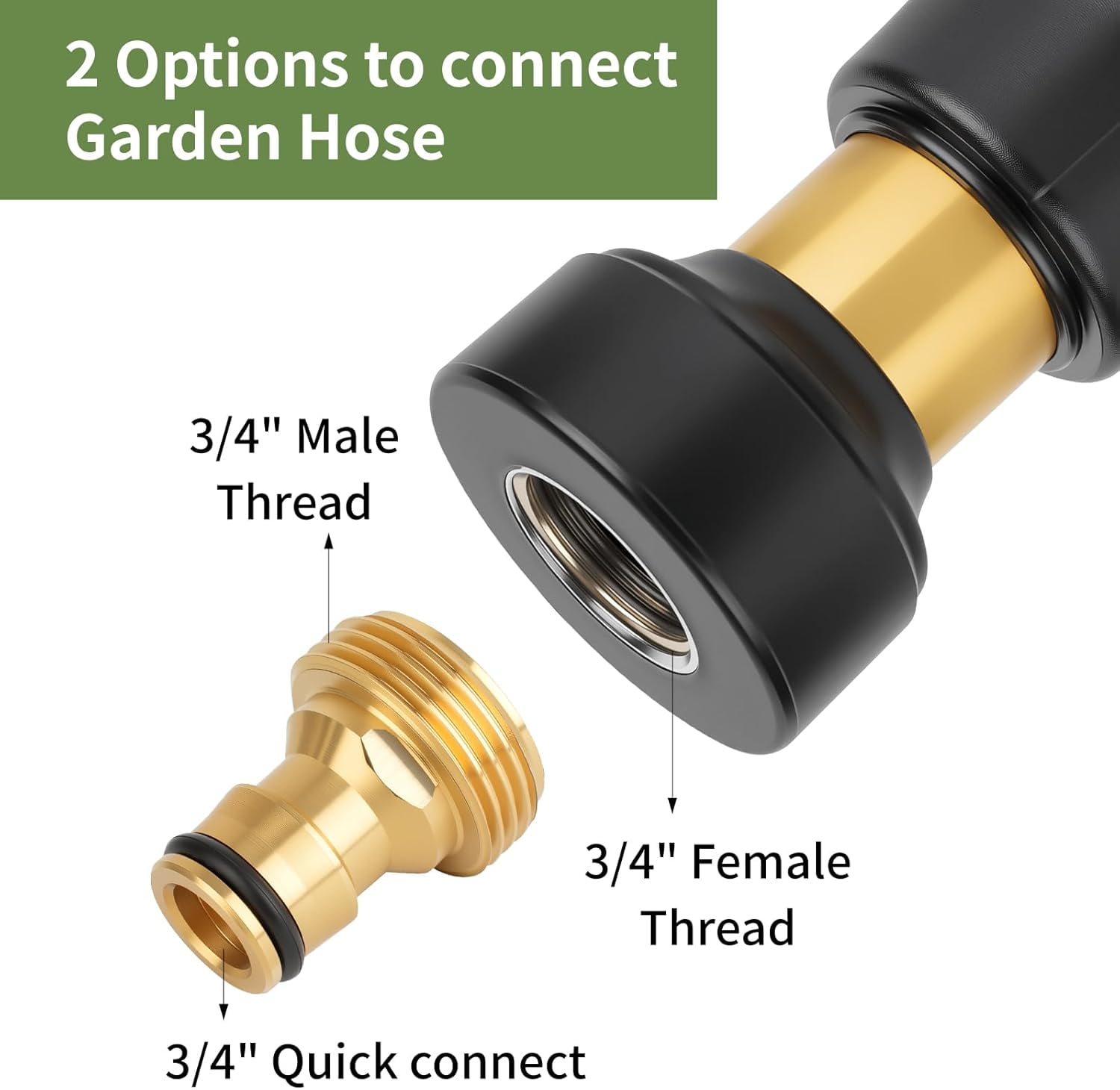 Heavy Duty Brass Adjustable High Pressure Fire Hose Nozzle Garden Hose Nozzle Ideal for Car Wash Garden Watering Floor Cleaning with Connector（A set of nozzles ）