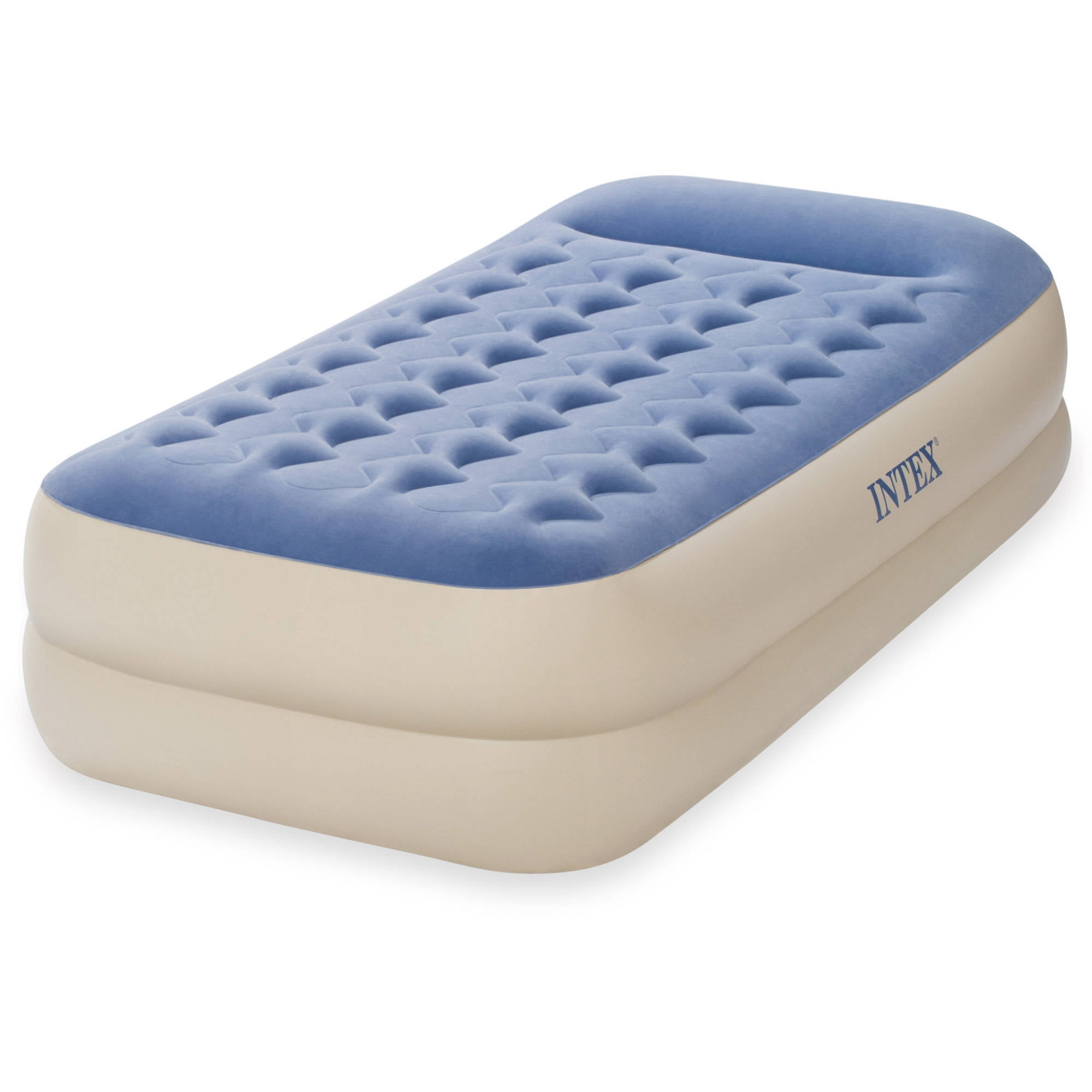 Open Box Intex Twin Pillow Rest Raised Inflatable Airbed Mattress with Pump 