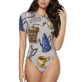 thumbnail image 2 of Picia Antique Vintage Teapot Coffee Grinder Womens One Piece Swimsuits Modest Tummy Control Bathing Suits Lace Up Slimming Swim Suit-Medium, 2 of 9