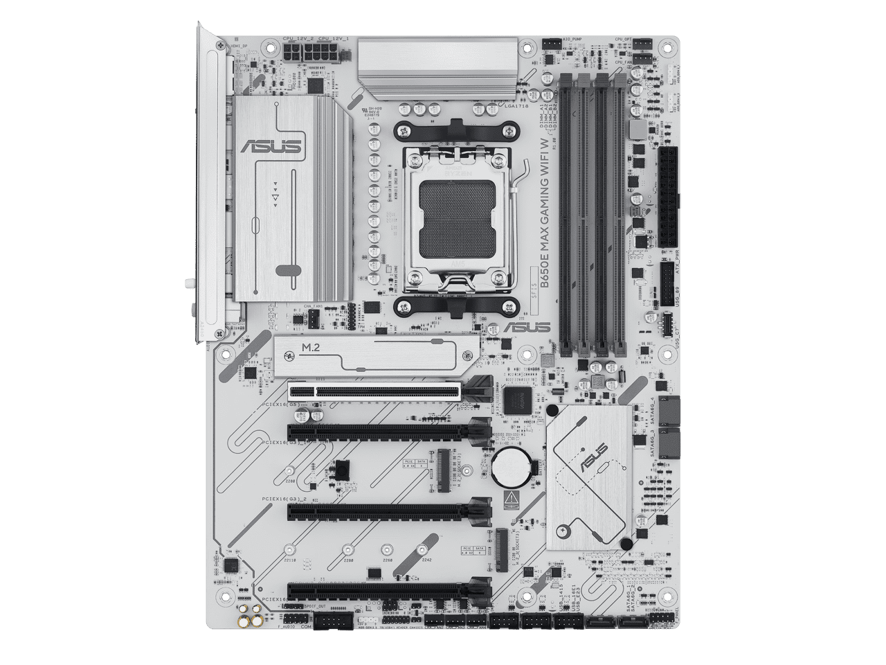 ASUS B650E MAX GAMING WIFI W - AMD B650 AM5, PCIe 5.0, ATX Motherboard, White PCB, DDR5, 3x M.2, Wi-Fi 6E, 2.5Gb LAN, USB 10Gbps Type-C, DisplayPort, HDMI, BIOS FlashBack, Aura Sync, Advanced AI PC