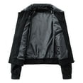 thumbnail image 3 of Tawop Mens Coats PU Leather Cargo Long Sleeve Zip Solid Mens Gift,Black,XL, 3 of 8