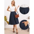 thumbnail image 2 of DARING DIVA Women's Vintage A-Line Business Midi Skirts X-Small Navy Blue, 2 of 6