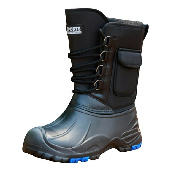 IUJSOY Winter Snow Boot for Men Waterproof Shell Fur Lined Insulated Lace up Cold Weather Boot