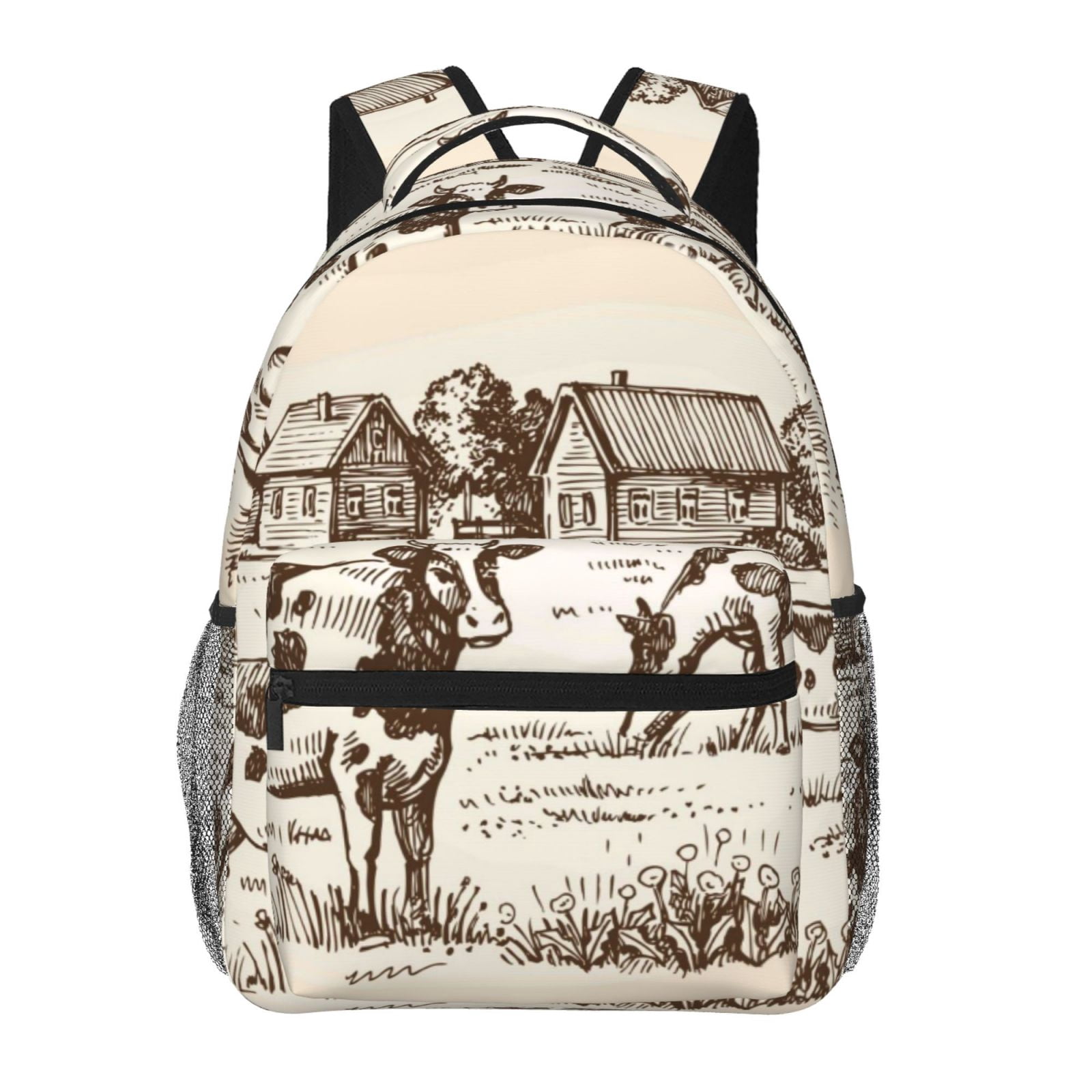 Ratiio Cows On The Farm Print Eco-Friendly Casual Backpack, Water-Resistant Polyester Canvas Daypack with Smooth Zippers, Comfortable & Durable Travel Bag with Laptop Compartment