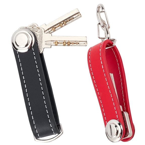 2PCS Leather Key Organizer Keychain Compact Key Holder Folding Pocket Key Holder up to 16 Keys Mens with Stainless Steel Multi-Tool