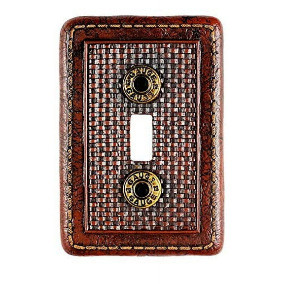 Urbalabs 12 Gauge Shotgun Shell Western Decorative Light Switch Outlet Wall Plate Covers Antique Country Home Rustic Light Switch Covers Single Double 2 Gang Switch Plates (Single Light Switch)