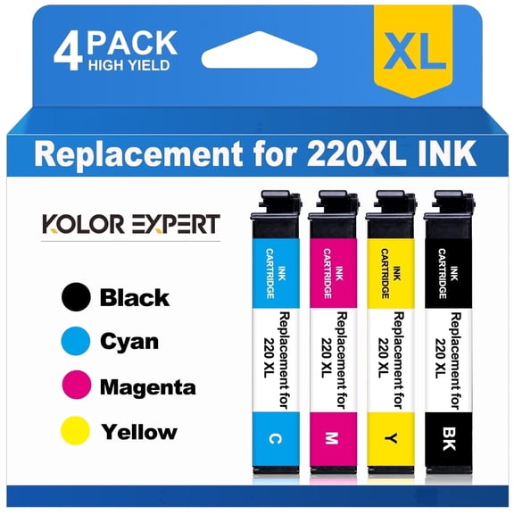 220 Ink Cartridge Compatible for Epson ink 220 XL 220XL to use with Workforce WF-2760 WF-2750 WF-2630 WF-2650 WF-2660 XP-320 XP-420 (Black, Cyan, Magenta, Yellow, 4-Pack)