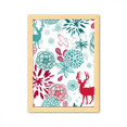 thumbnail image 1 of Ilustración animales ciervos flores Ave Cuadro de madera decorativa marco de casa A4, 1 of 3