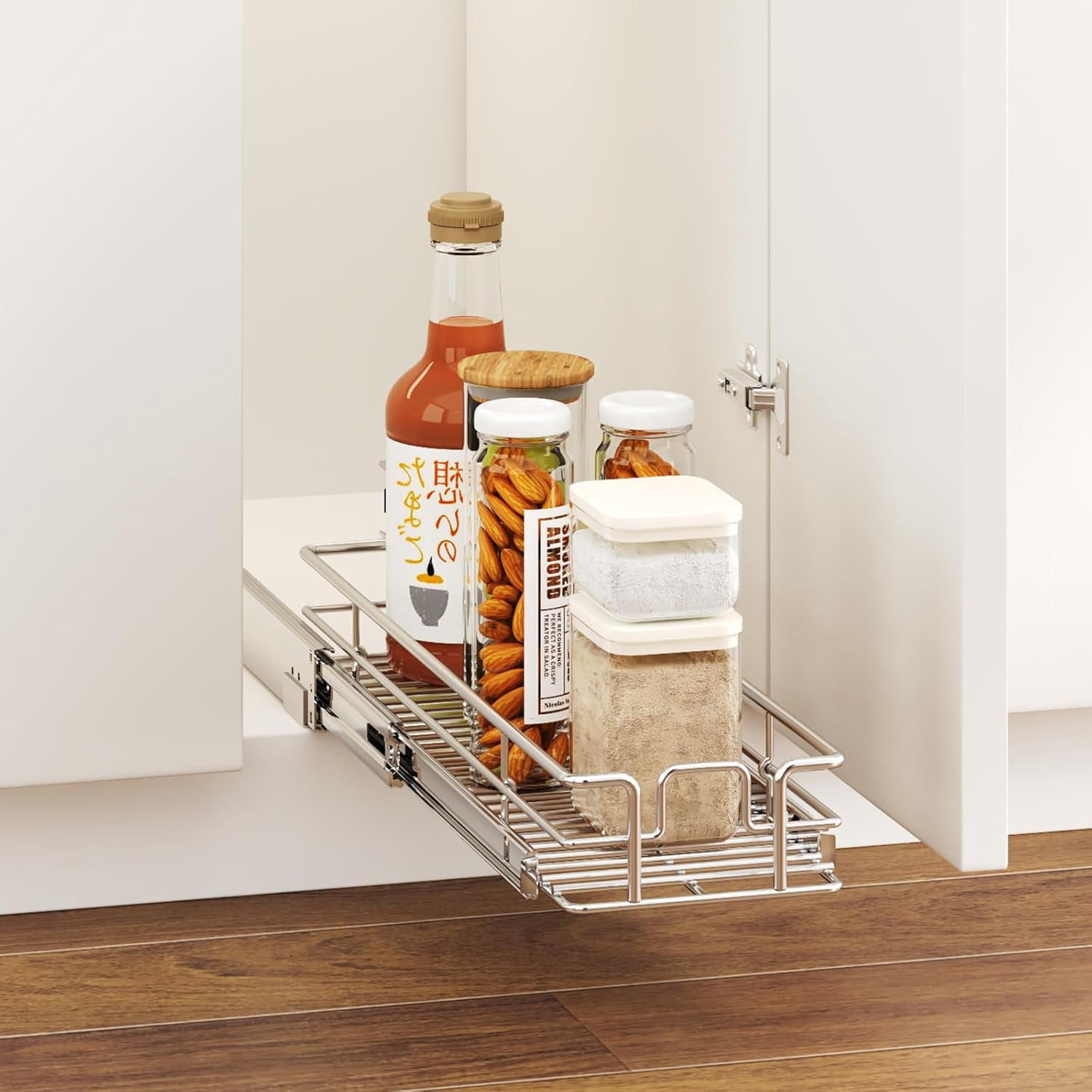 5½" W x 21½" D Pull Out Cabinet Organizer, Kitchen Cabinet Pull Out Shelves Slide Out Storage