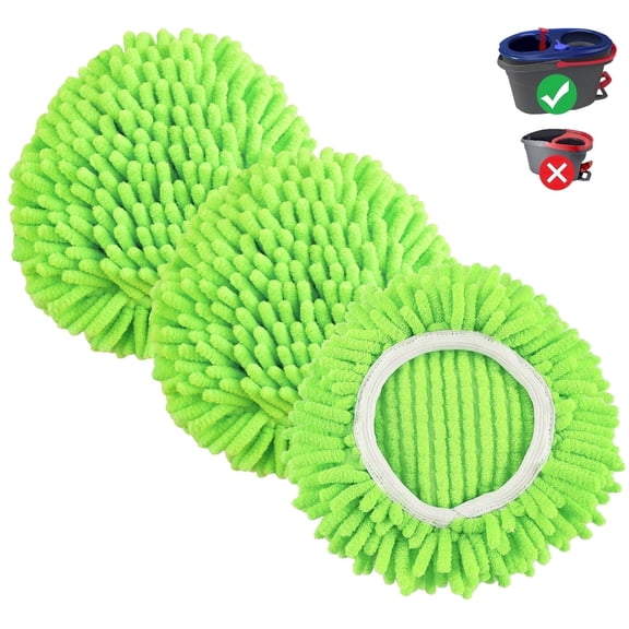 GFRED Chenille Duster Replacement Head Microfiber Mop Head Fits O-Cedar RinseClean, 3-Pack