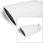 Universal Stainless Truck Angled White 15 inch Bolt-On Exhaust Tip 4 In 6 Out