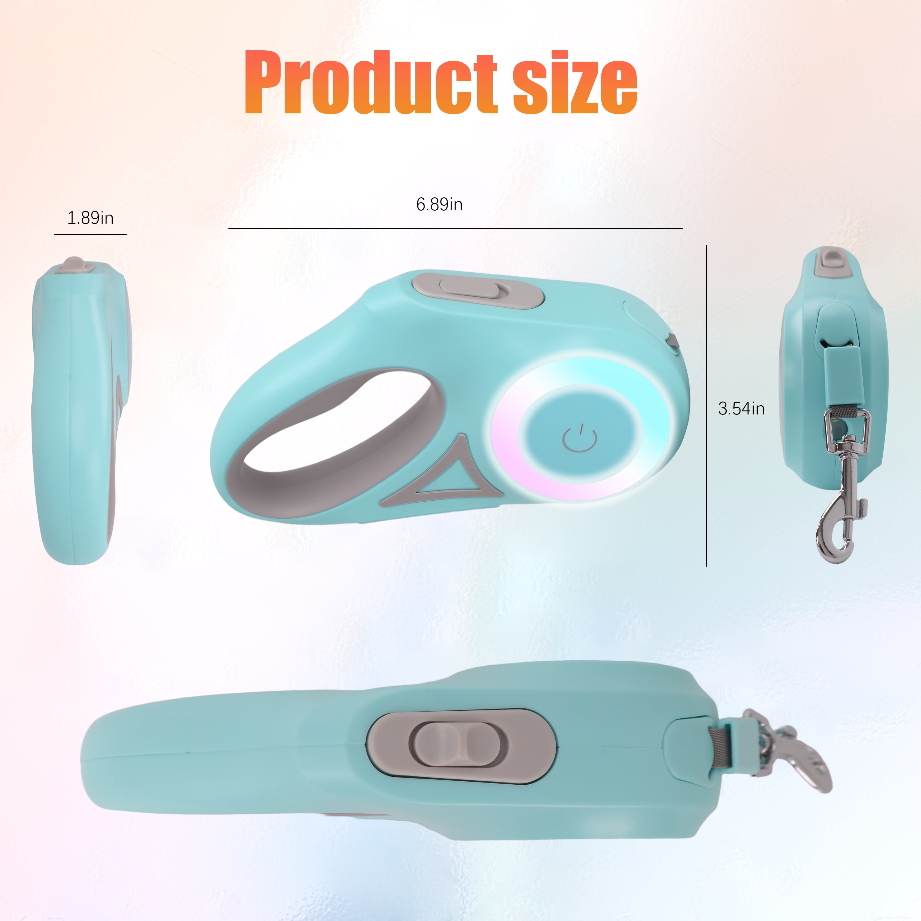 9.8FT Retractable Dog Leash with LED Light, U-Shape Tangle-Free Design & RGB Side Lights, for Small/Medium Dogs Up to 50 lbs (Batteries Not Included)