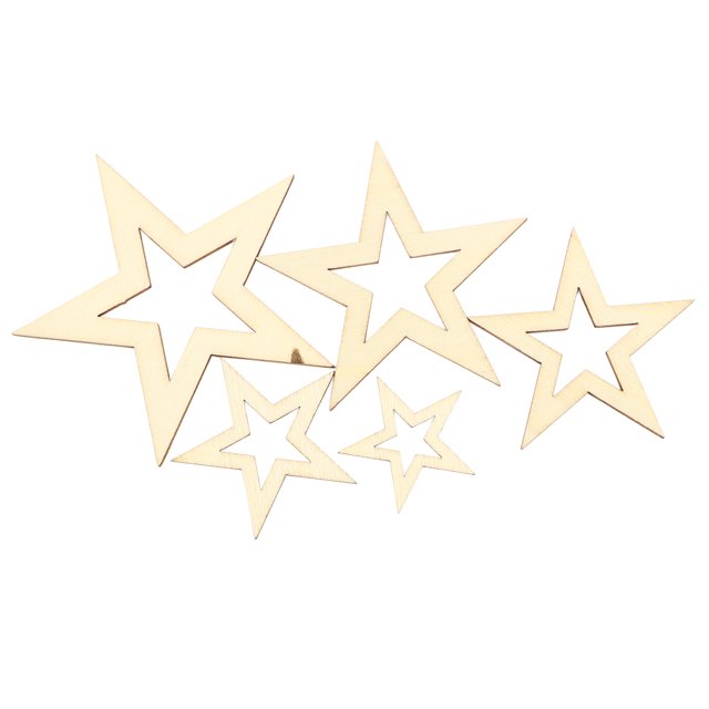 205 Uds. Estrellas de madera de varios tamaños, adornos de estrellas de madera en blanco sin terminar para arte, artesanía, fiesta de boda