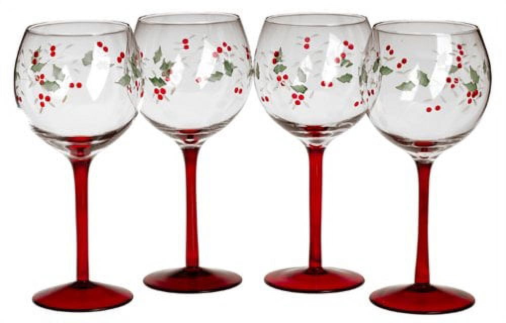 Pfaltzgraff Winterberry 13 oz Handpainted Wine Goblet, Set of 4