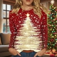 thumbnail image 2 of Long Sleeve Shirts for Womens 2025 Christmas TShirts Casual Trendy Xmas Tree Printing Blouses Soft Crewneck Christmas Shirt Pullover Tops, 2 of 9