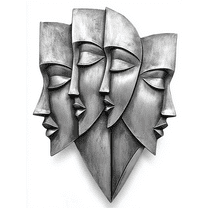 Silver Abstract Faces Wall Art/Canvas Art，Suitable for Living Room，Bedroom，Office，Hallway，and Dining Room Decoration.