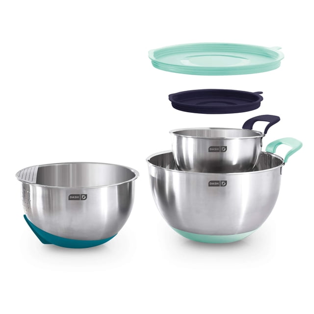 Cuencos para mezclar DASH de acero inoxidable con tapas de 1,5 L, 2,8 L y 4,7 L