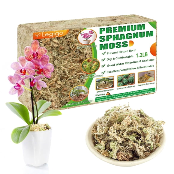 Legigo 1.2LBS Premium Sphagnum Moss for Plants- 20QT Natural Succulent Carnivorous Plant Moss Dried, Long Fiber Orchid Moss for Or