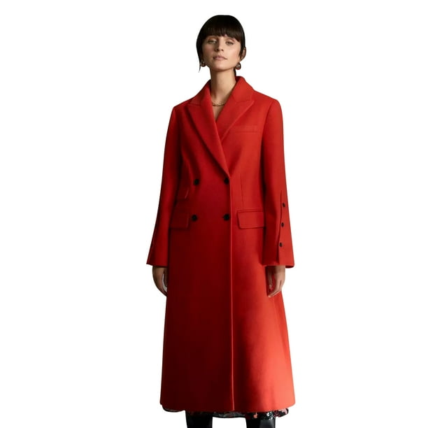 Double Breasted Fitted Coat Red