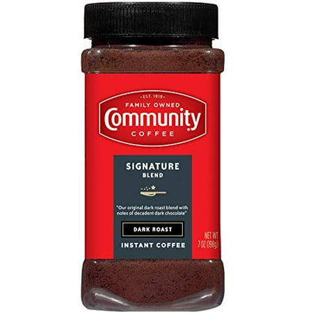 Community Coffee Signature Blend, Dark Roast Instant Coffee, 7 Ounce Jar (Pack of 4)