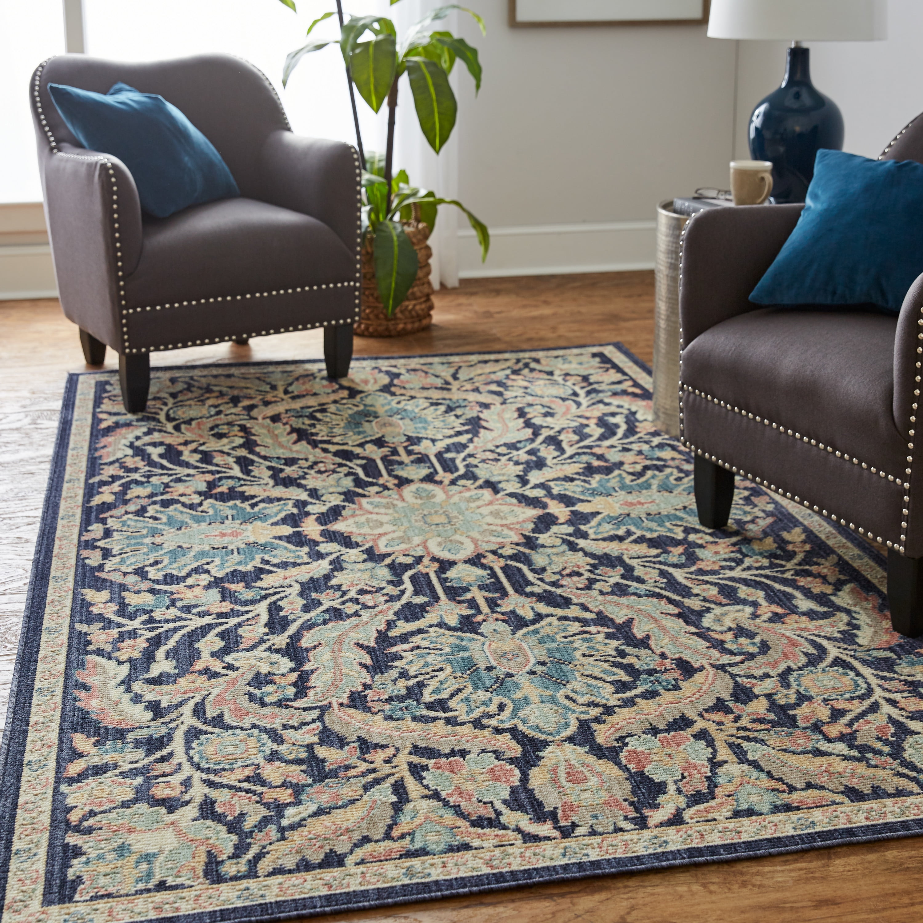 Mohawk Home Heirloom Ravi Indigo Traditional Floral Woven Area Rug, 5