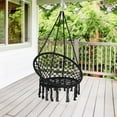 thumbnail image 3 of Gymax Hammock Chair Hanging Cotton Rope Macrame Swing Chair Indoor Outdoor Black, 3 of 6