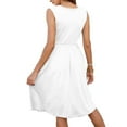 thumbnail image 6 of SYMOID Womens Solid Color Sleeveless V - Neck Casual Fashion Mid - Calf Dress with Pockets,White,Size M, 6 of 8