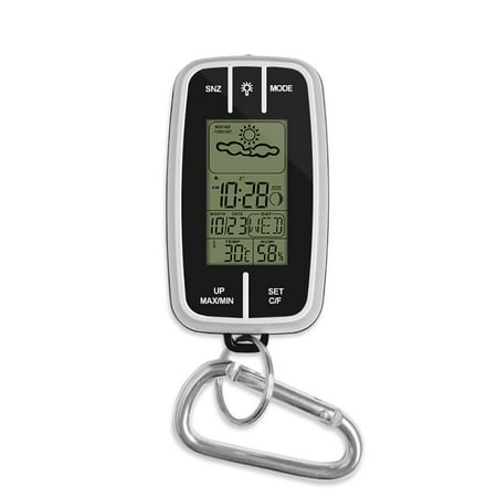 

Toma Mini Portable Weather Station Forecast Temperature Humidity Clock Flashlight & Compass Thermometer