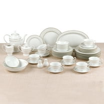 Stylish and Elegant 57 Pieces Bone China Dinnerware Set Service for 8 People - Lia, 57 Piece