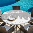 thumbnail image 6 of Grey Christmas Round Tablecloth, Fitted Table Cover with Elastic for 55"-60" Round Tables, Xmas Elk Tree Snowflake Forest Table Cloth Outdoor Indoor Dinning Party Waterproof Tablecloths, 6 of 7